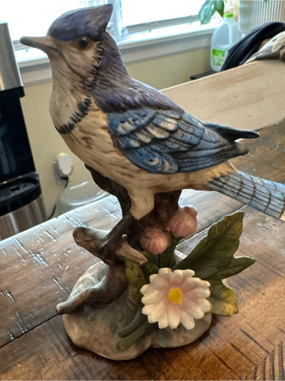 Homco Vintage Blue Jay 6 In Porcelain Figurine 1445 Hand Painted Branch Flowers